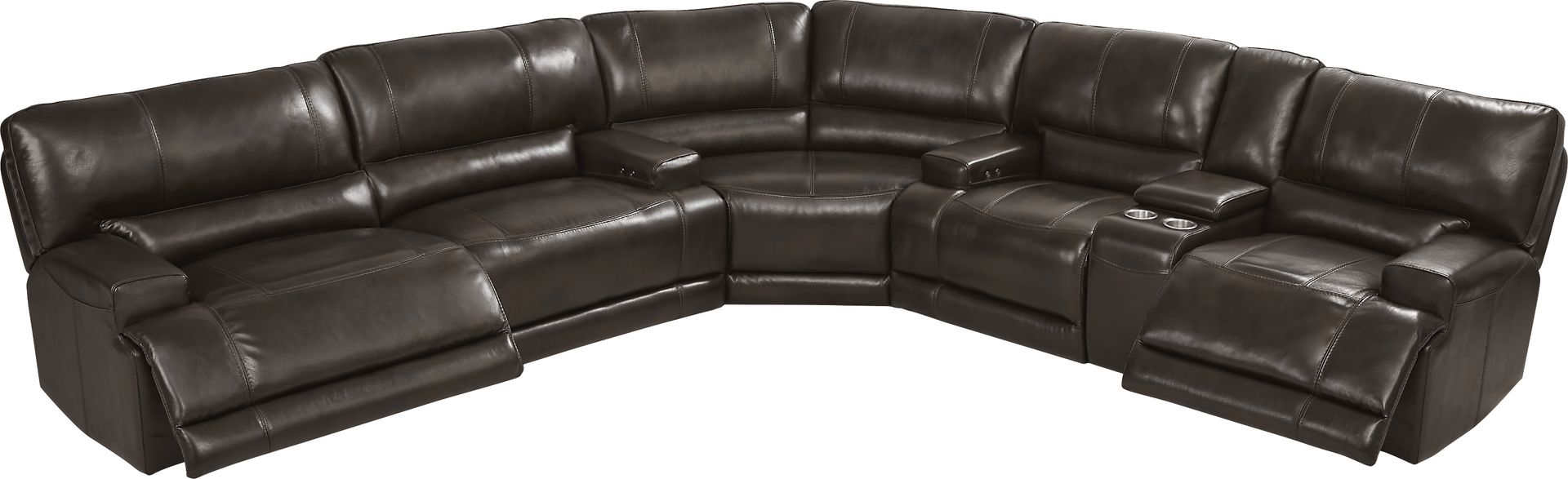 Sefara Chocolate Leather 3 Pc Power Reclining Sectional - Image 3