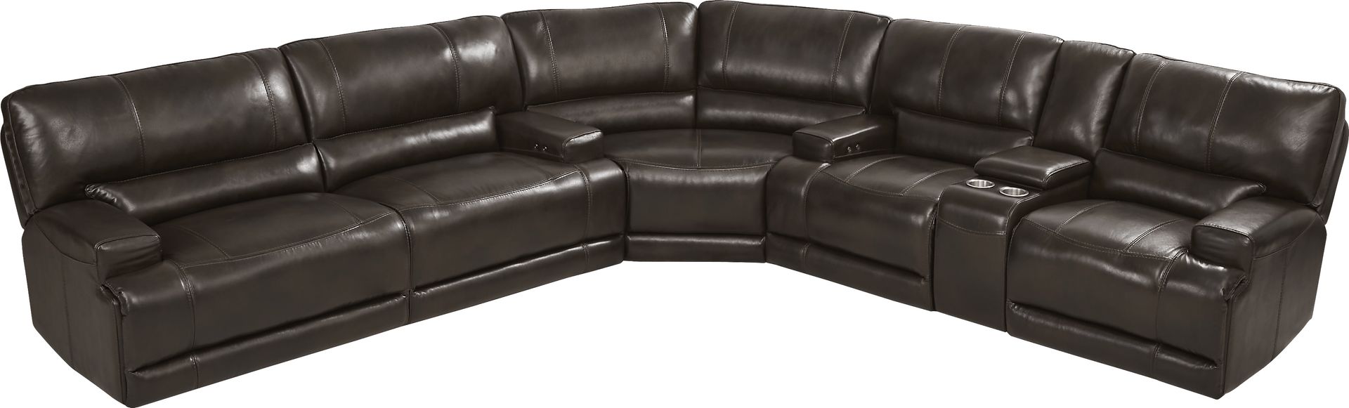 Sefara Chocolate Leather 3 Pc Power Reclining Sectional - Image 1