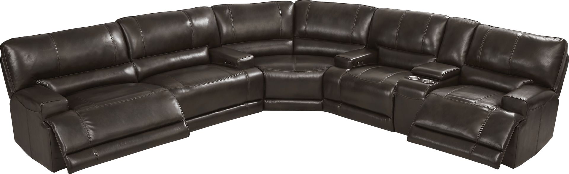 Sefara Chocolate Leather 3 Pc Power Reclining Sectional - Image 3