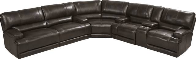 Sefara Chocolate Leather 3 Pc Power Reclining Sectional - Thumbnail - Image 1