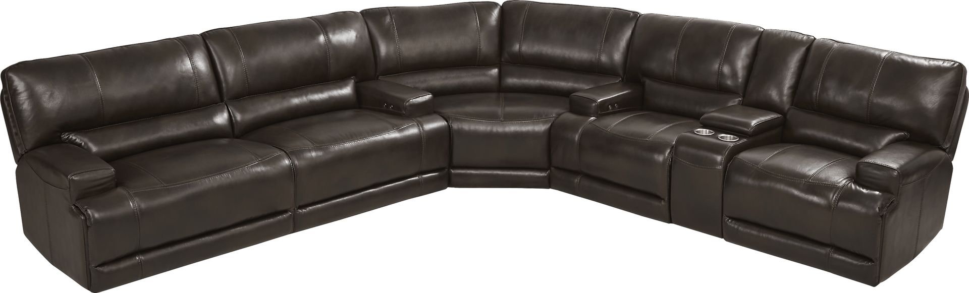 Sefara Chocolate Leather 3 Pc Power Reclining Sectional - Image 1