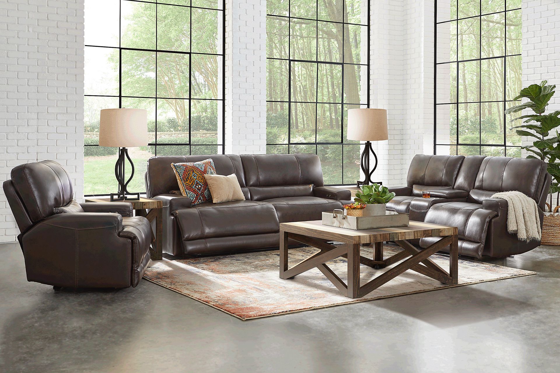 Sefara Chocolate Leather Power Reclining Sofa - Image 2