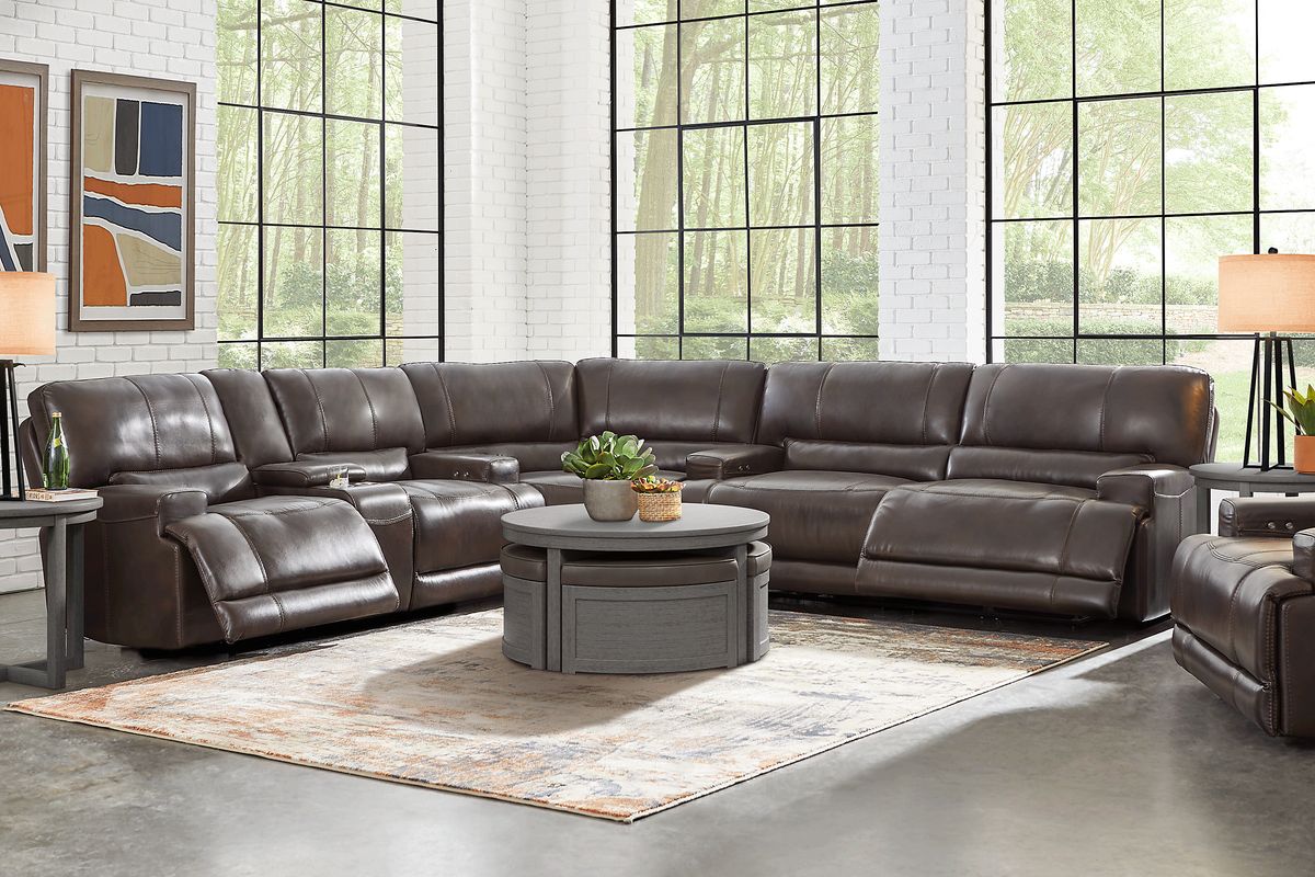 6 piece deals leather sectional