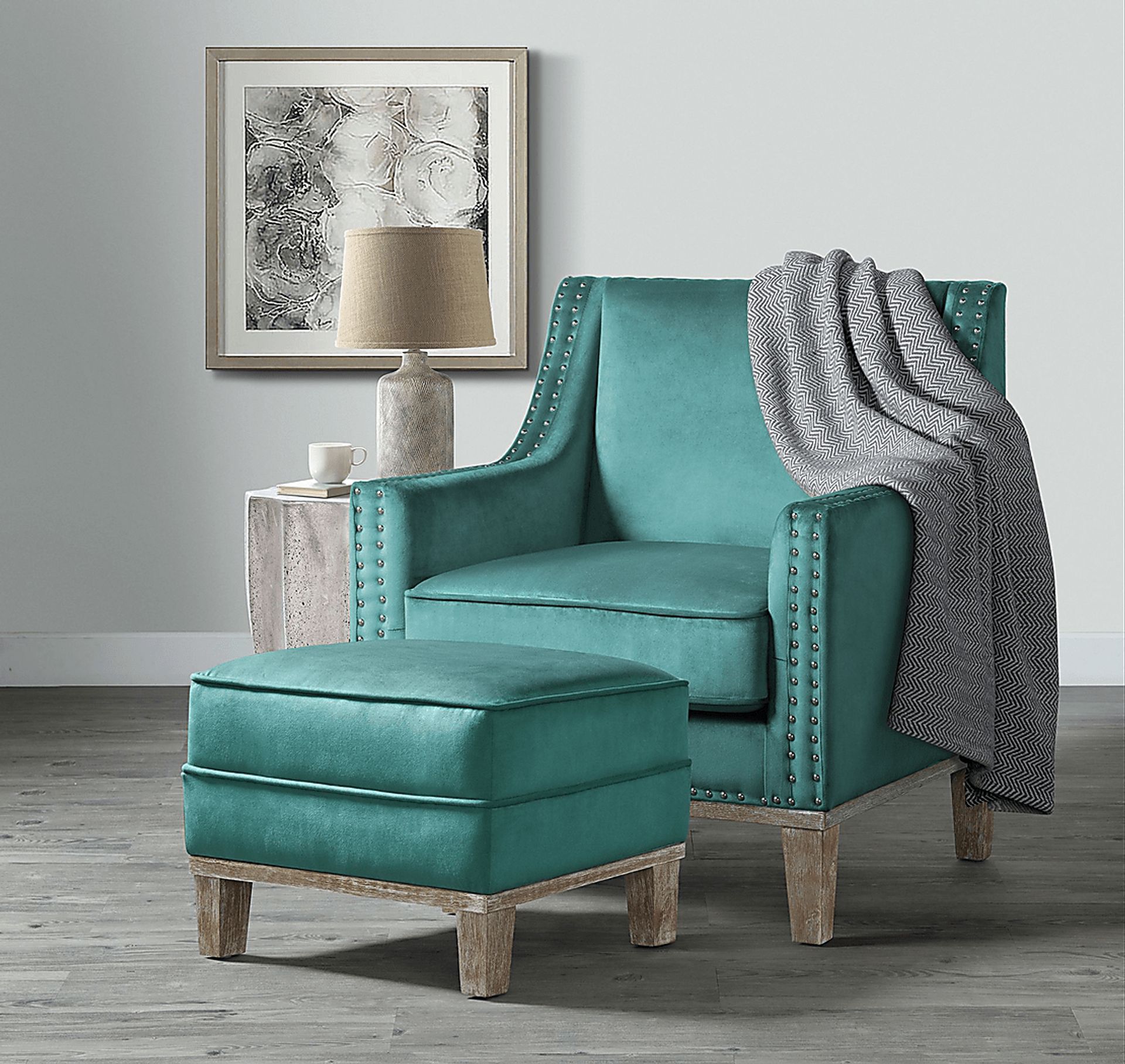 Seiner II Teal Ottoman - Image 2