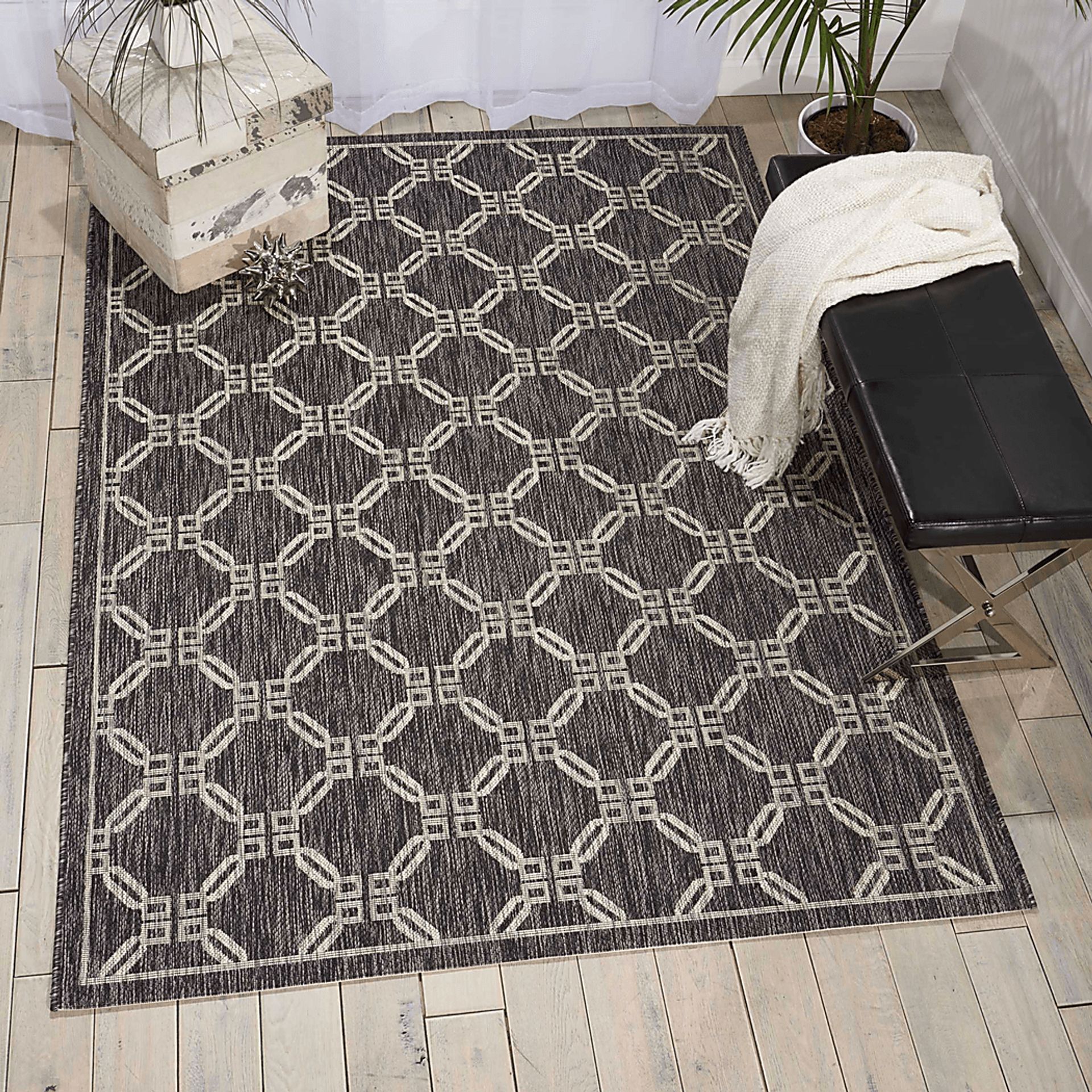 Selia Charcoal 5' x 7' Indoor/Outdoor Rug - Image 5