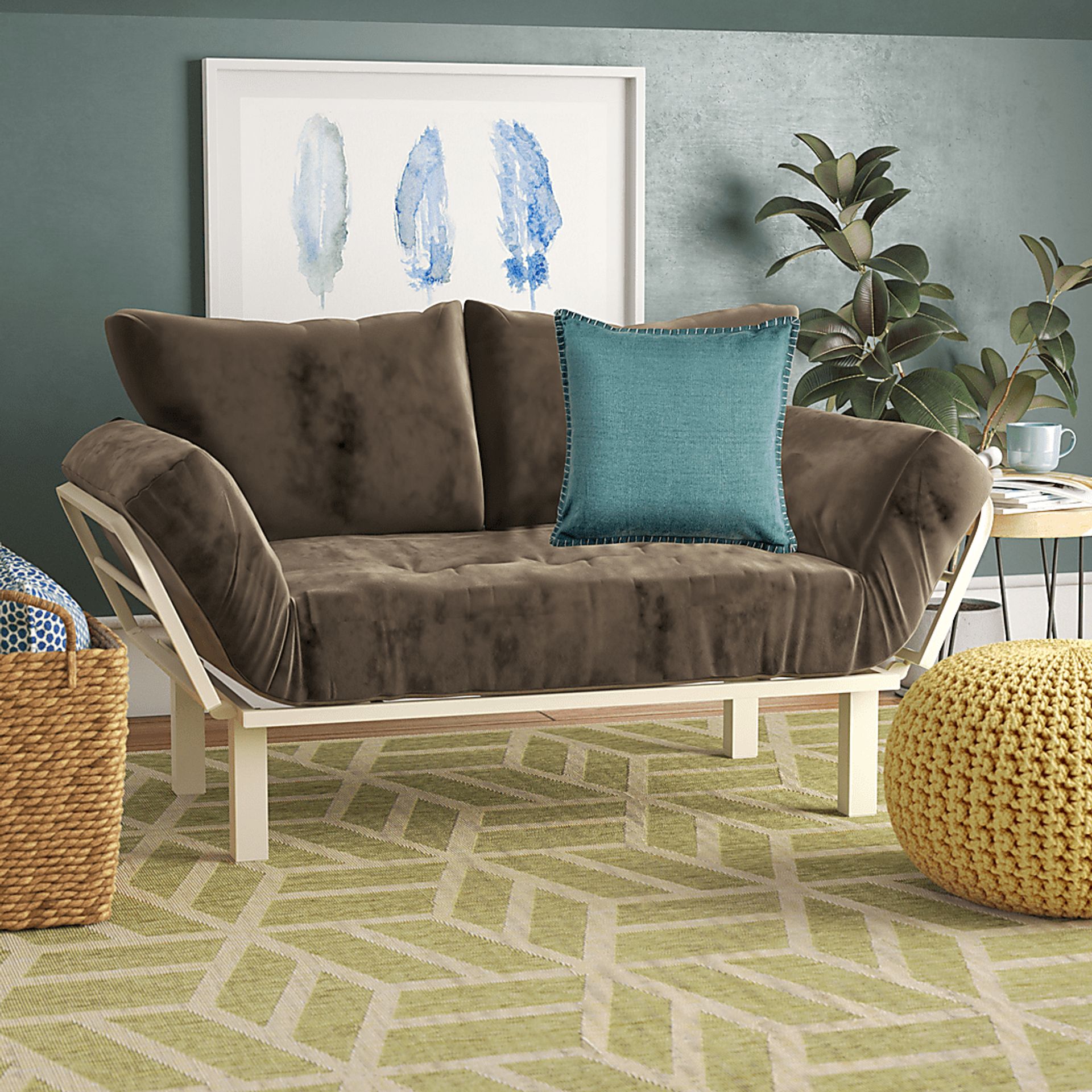 Burroy Teal Throw Pillow - Image 2