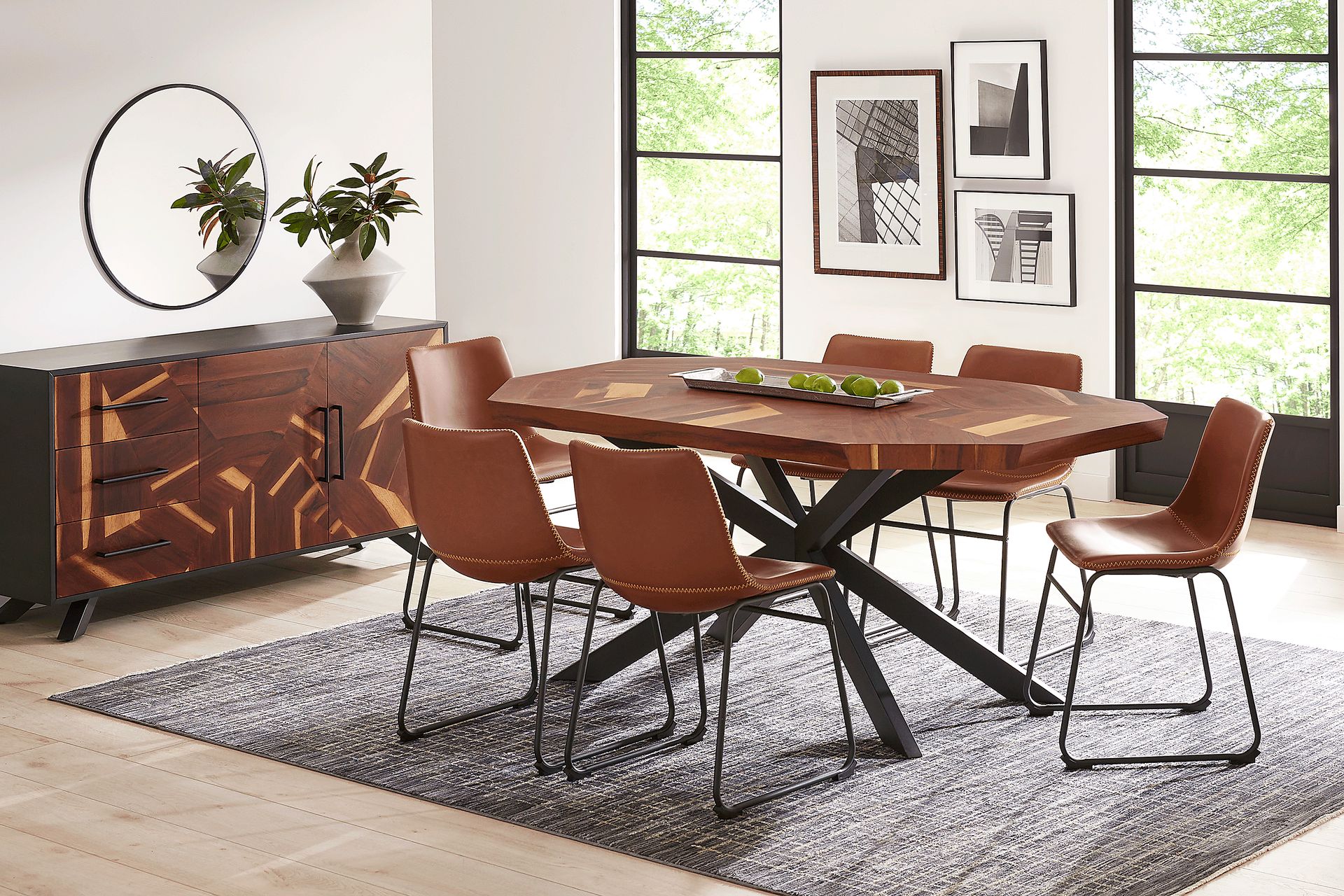 Seneca Cove Natural 5 Pc Dining Room with Barcroft Brown Side Chairs - Image 1