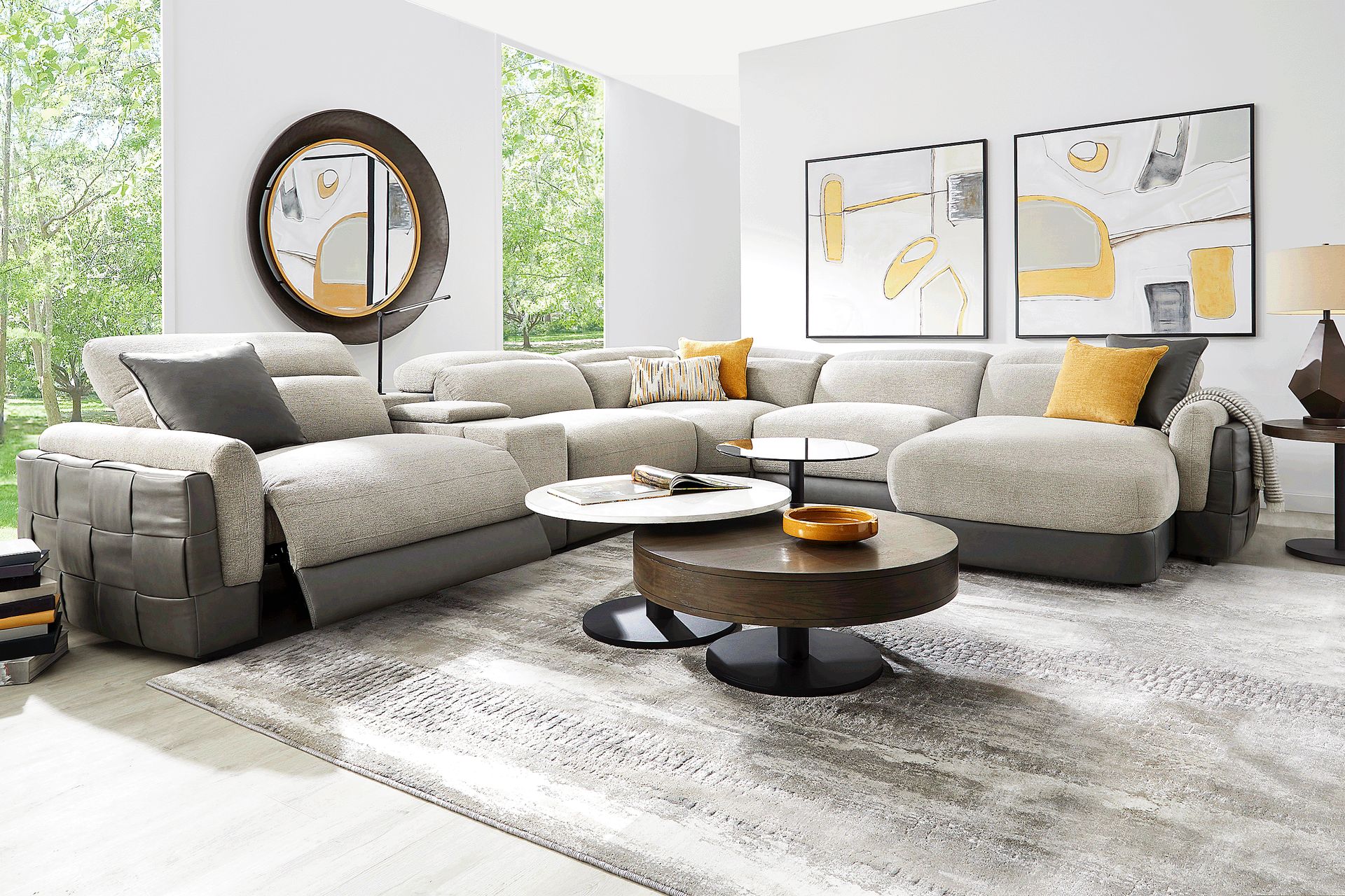 Seneca Falls Gray 6 Pc Dual Power Reclining Sectional - Image 2
