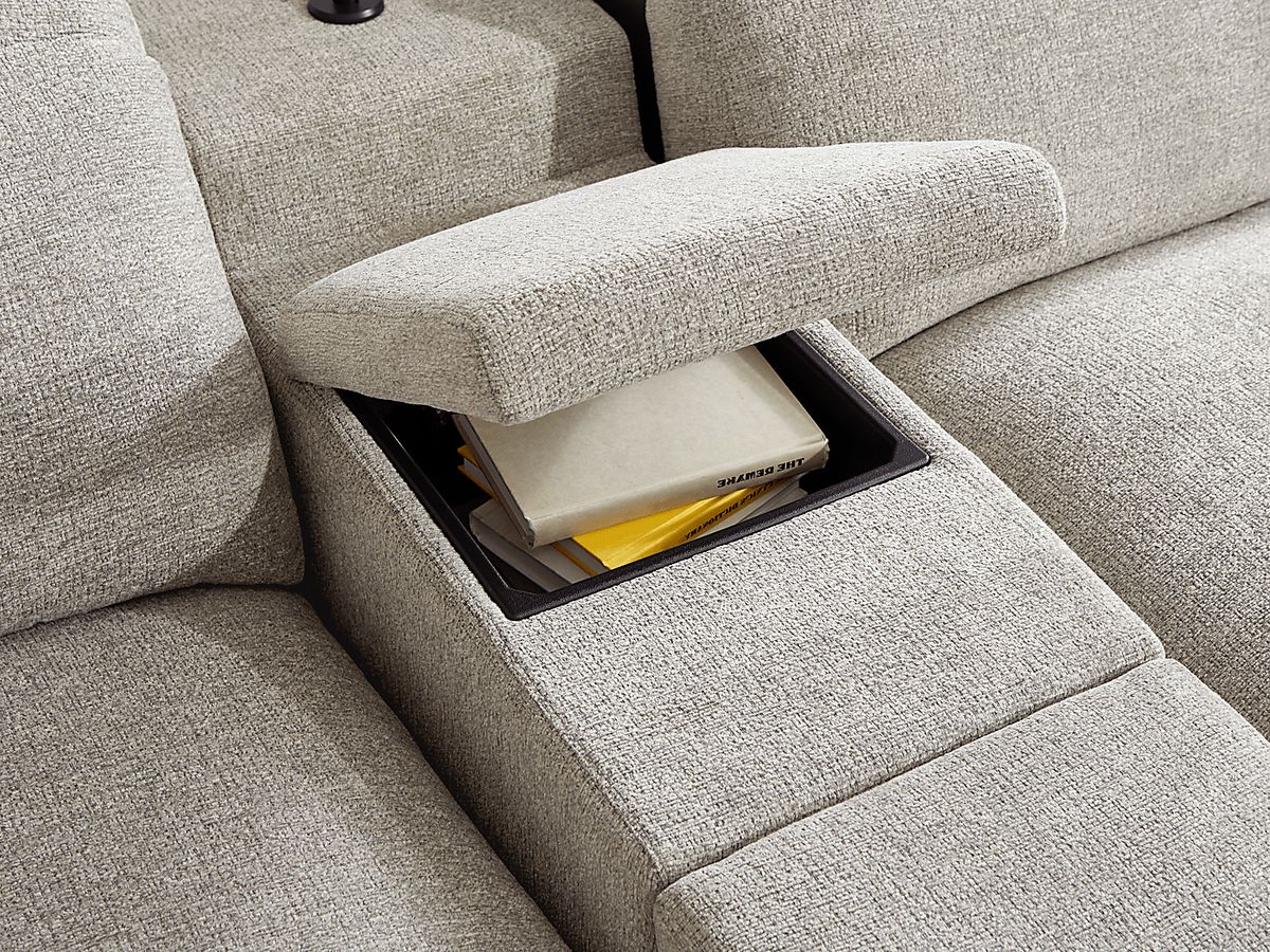 Cindy Crawford Seneca Falls Gray Woven 7 Pc Dual Power Reclining