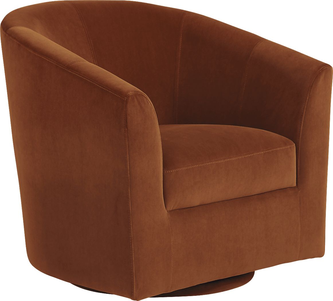 Sentosa Rust Red Velvet Plush Swivel Accent Chair Rooms To Go   Sentosa Rust Accent Swivel Chair 18551362 Image Item