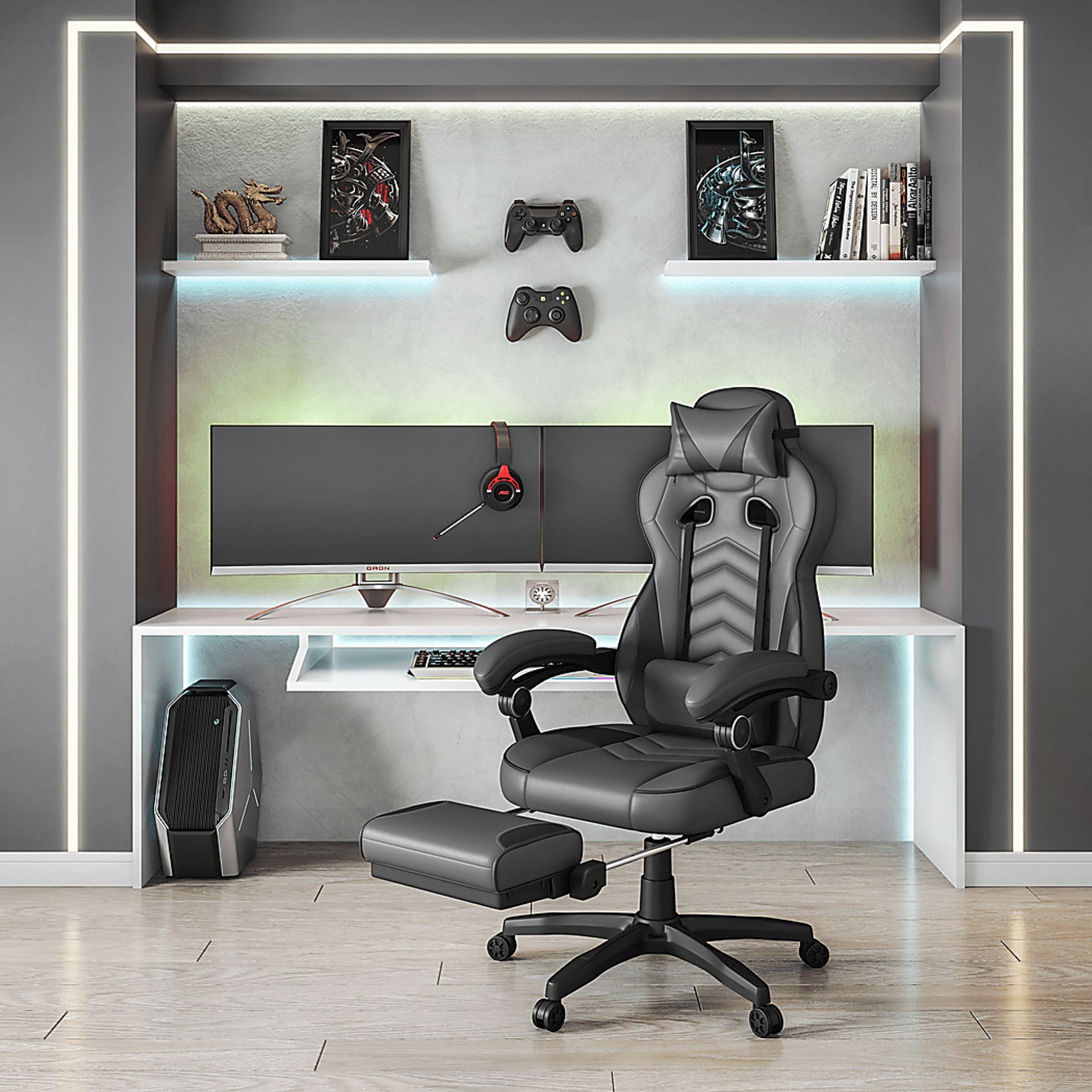 Seoce Gray/Black Gaming Chair - Image 2