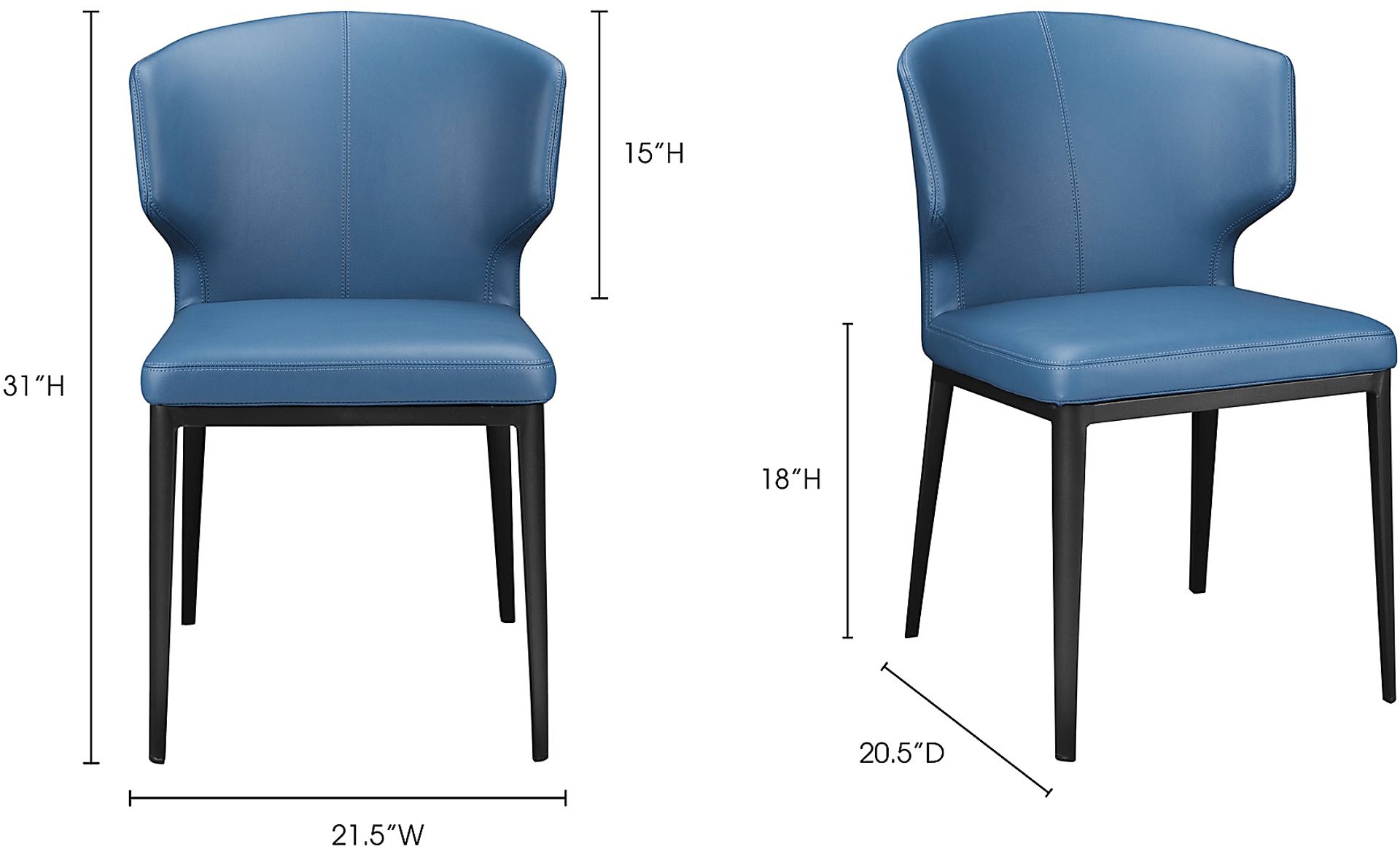 Serbian Blue Side Chair, Set of 2 - Image 5