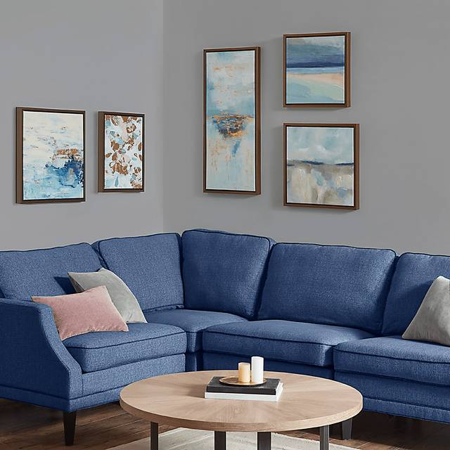 Serene Beach Blue Artwork, Set of 5 - Thumbnail - Image 2