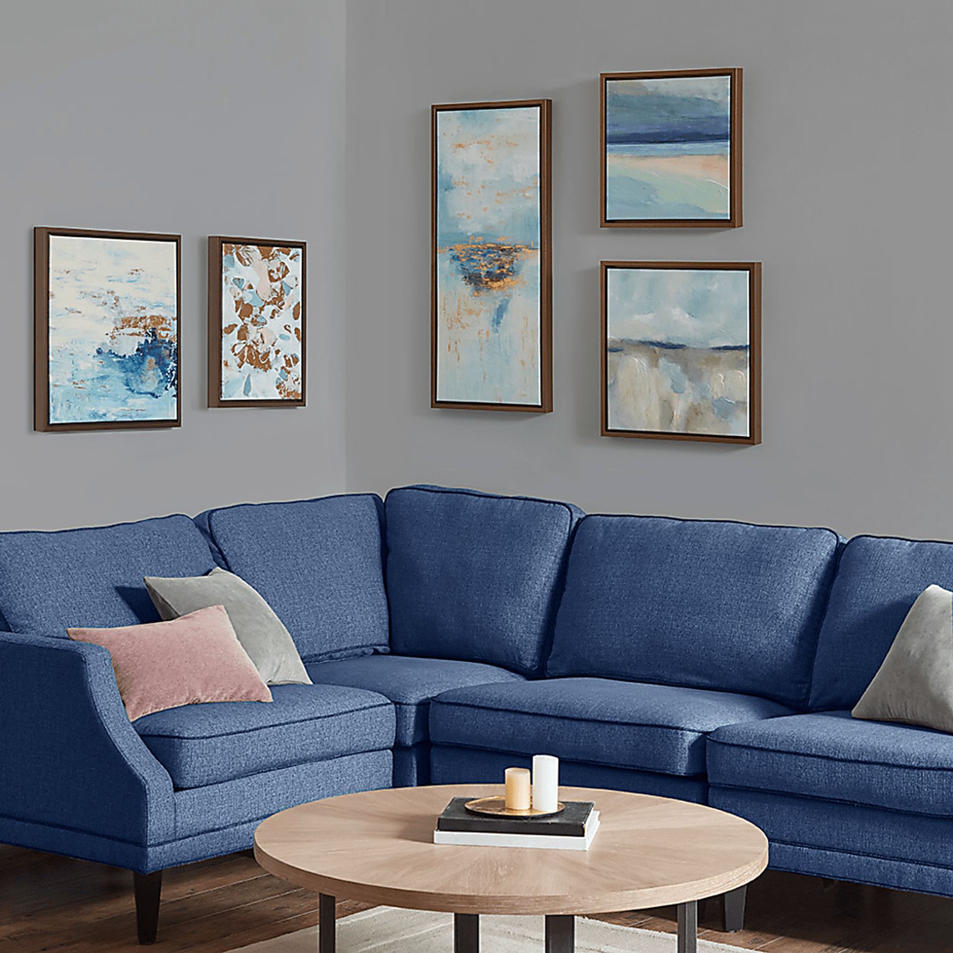 Serene Beach Blue Artwork, Set of 5 - Image 2
