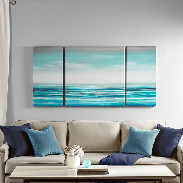 Serene Waters Blue Artwork, Set of 3 - Thumbnail - Image 2