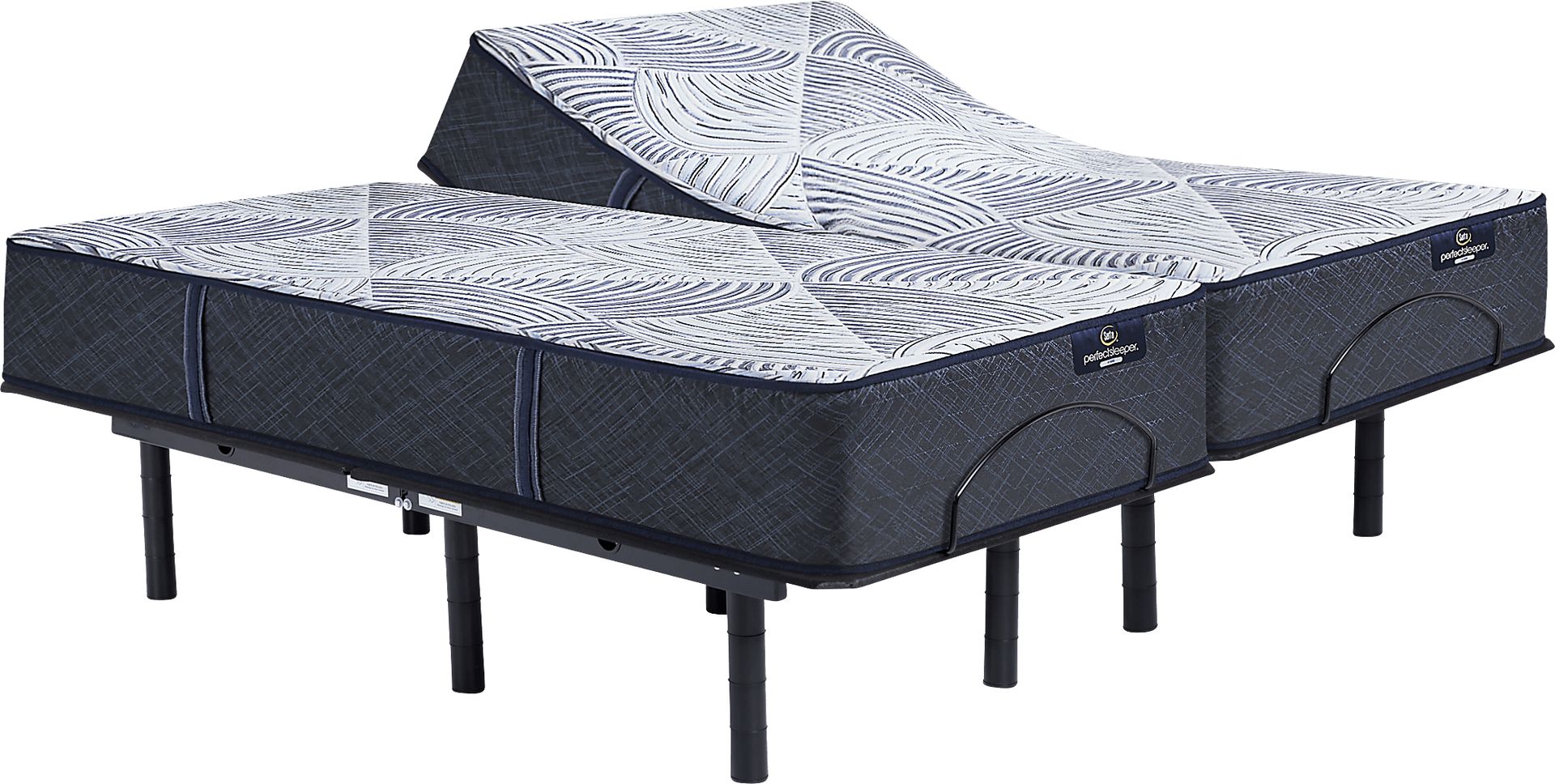 Serta Perfect Sleeper Hybrid Cobalt Serenity Split King Mattress with Head Up Only Base - Image 1