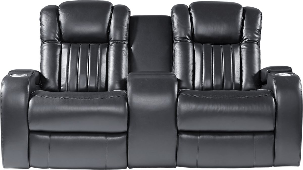 Servillo Black Leather Power Reclining Loveseat Rooms to Go