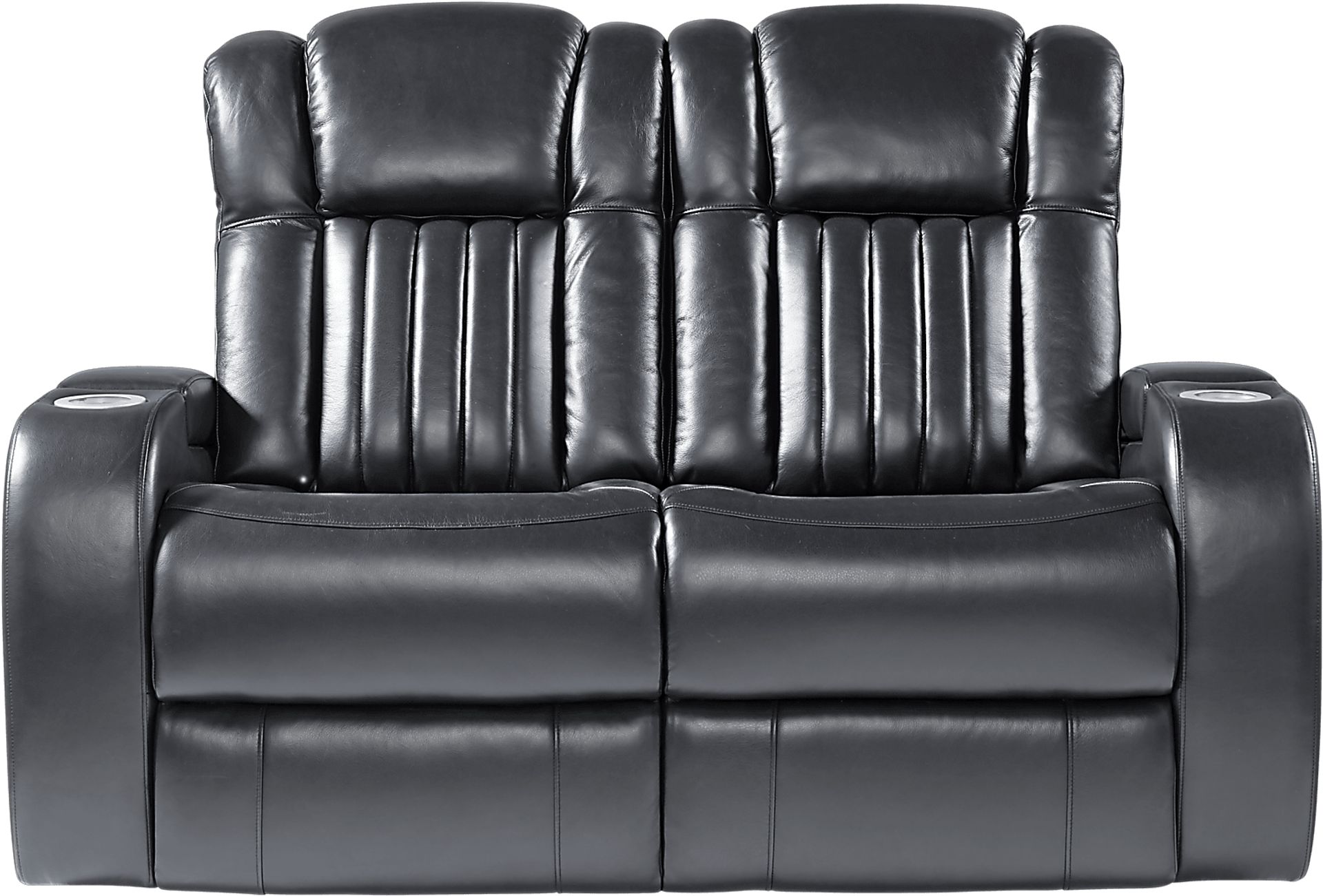 Servillo Black Leather Stationary Loveseat - Image 1