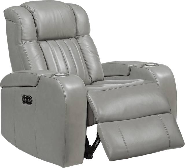 Servillo Platinum Leather Dual Power Recliner - Thumbnail - Image 2