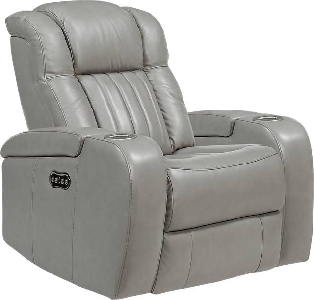 Servillo Platinum Leather Dual Power Recliner - Thumbnail - Image 1