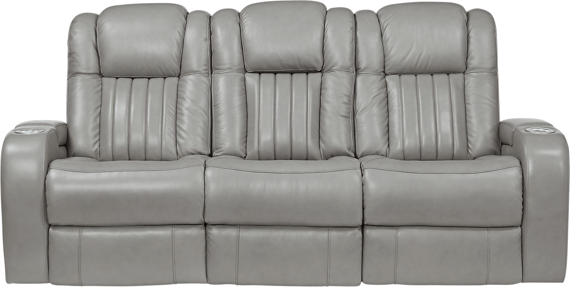 Servillo Platinum Leather Dual Power Reclining Sofa - Image 1