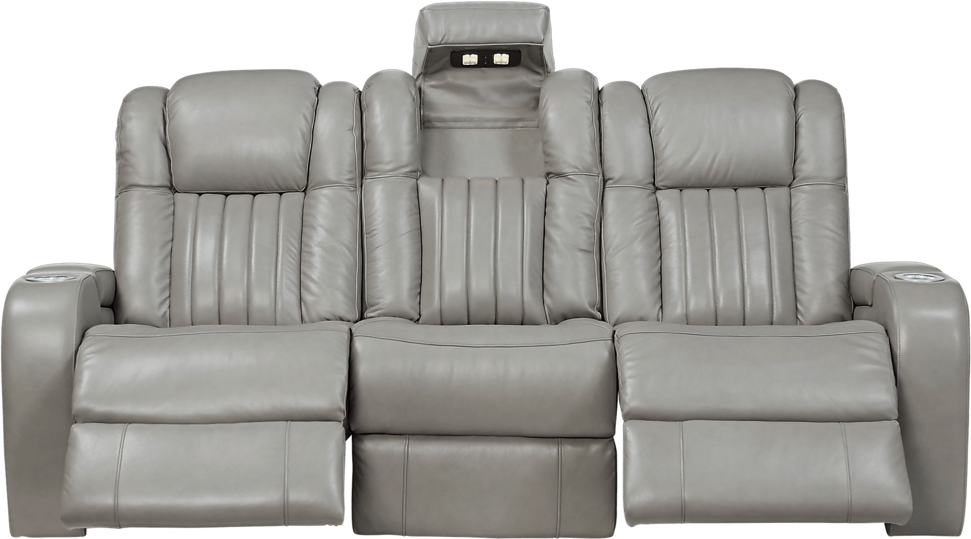 Servillo Platinum Leather Dual Power Reclining Sofa - Image 2
