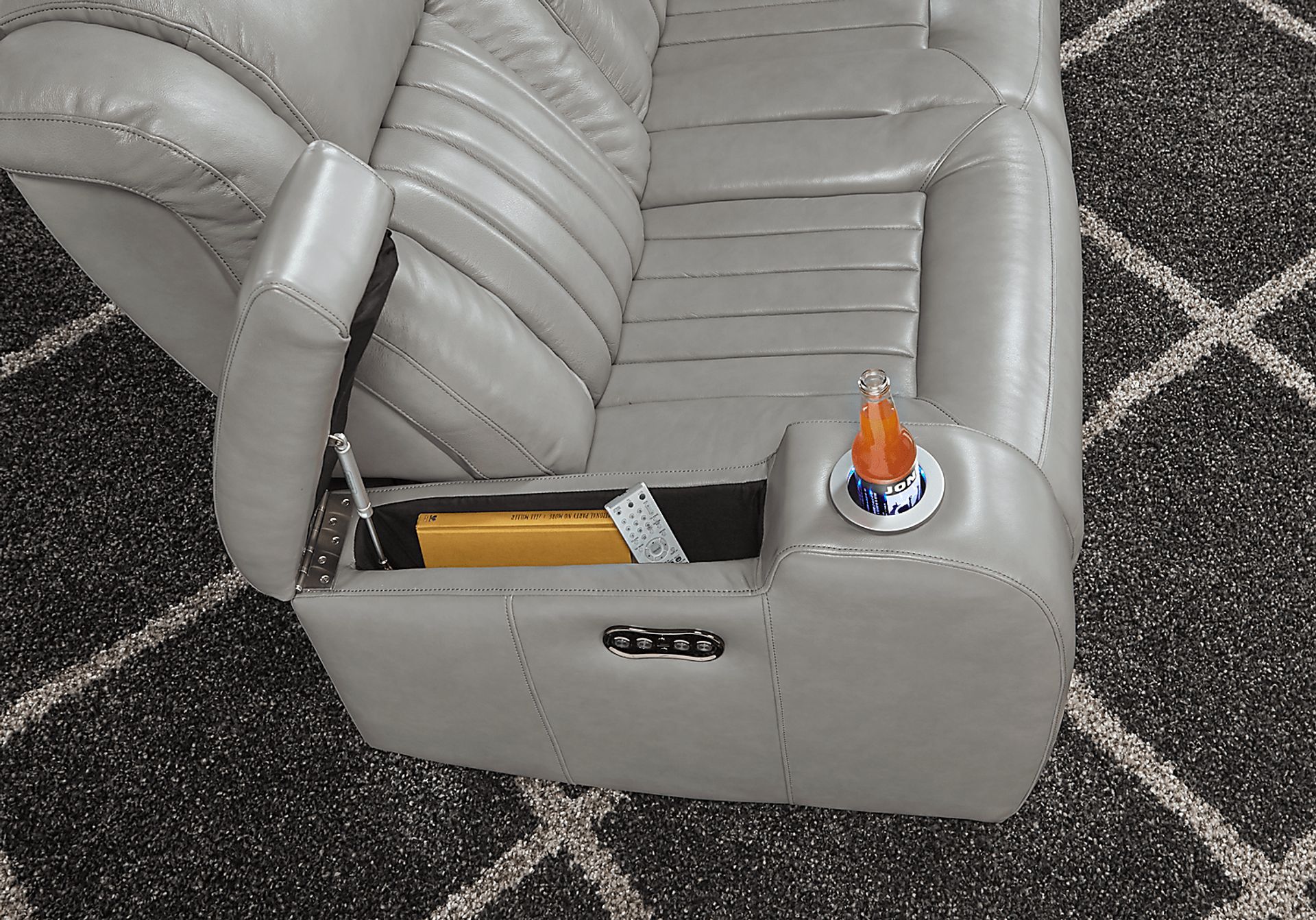 Servillo Platinum Leather Dual Power Reclining Sofa - Image 4