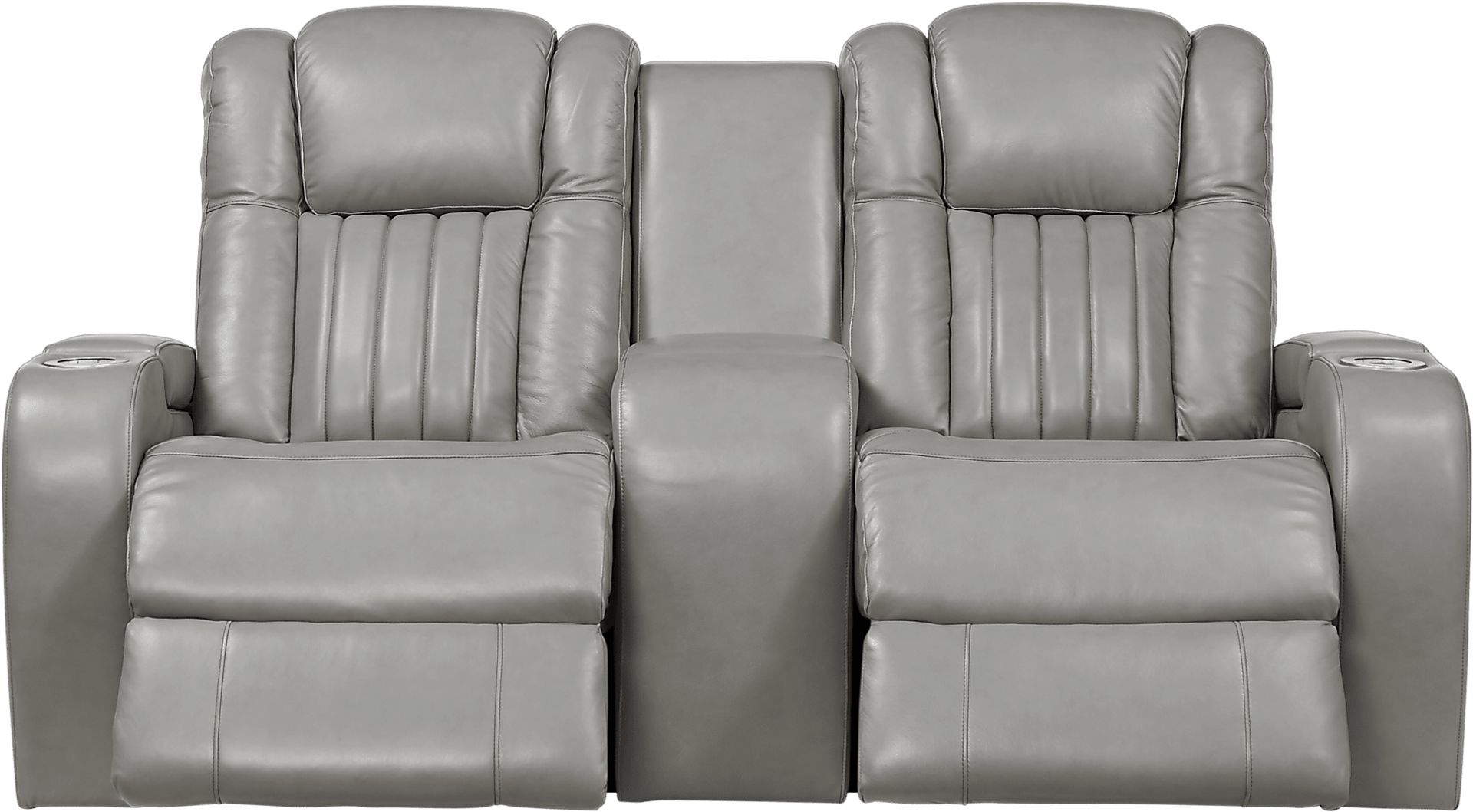 Servillo Platinum Leather Power Reclining Console Loveseat - Image 2