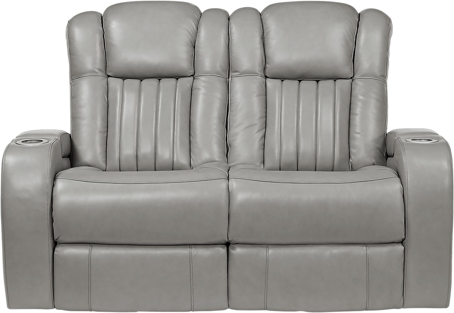 Servillo Platinum Leather Stationary Loveseat - Image 1
