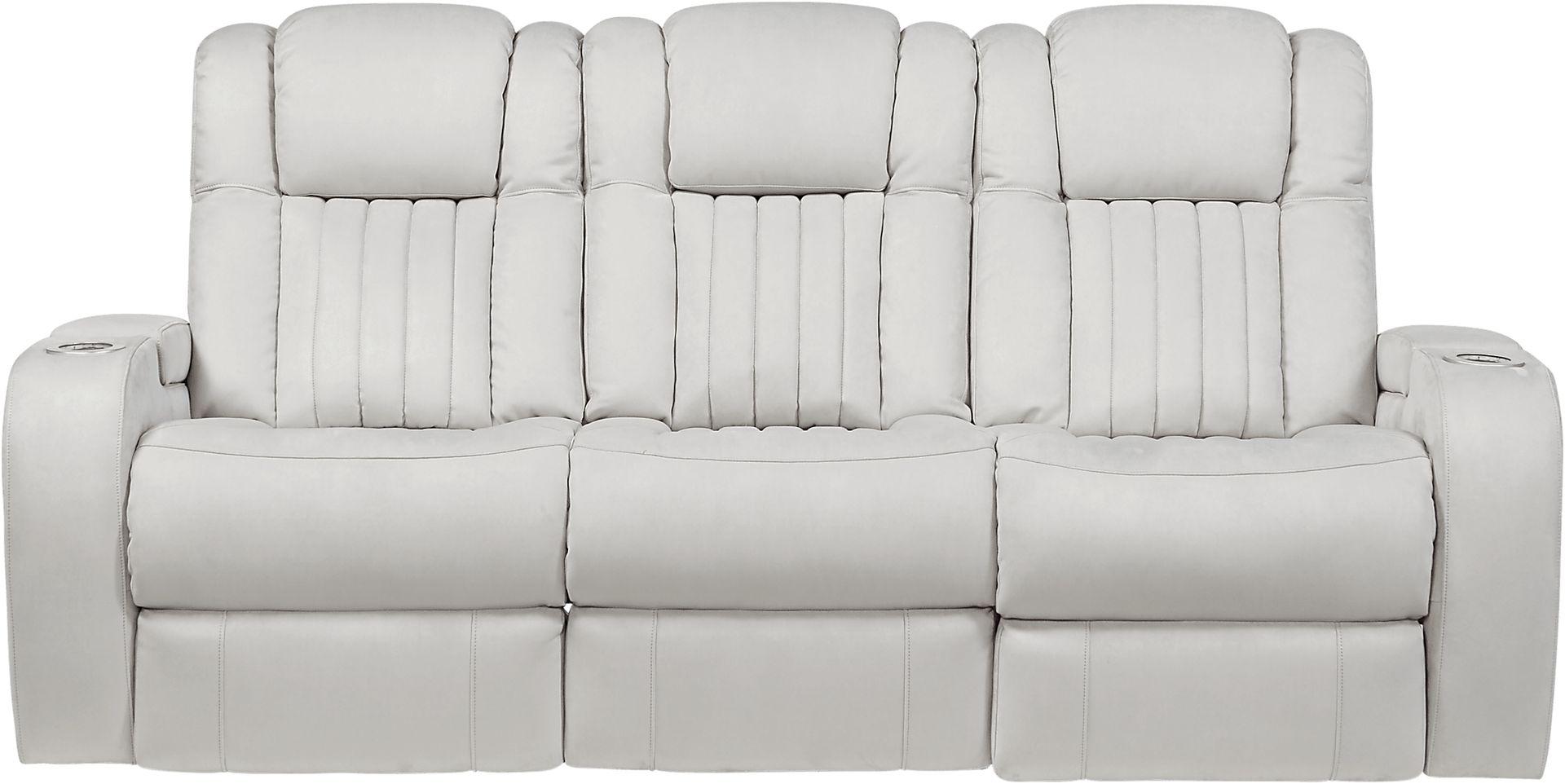 Servillo White Leather Dual Power Reclining Sofa - Image 2