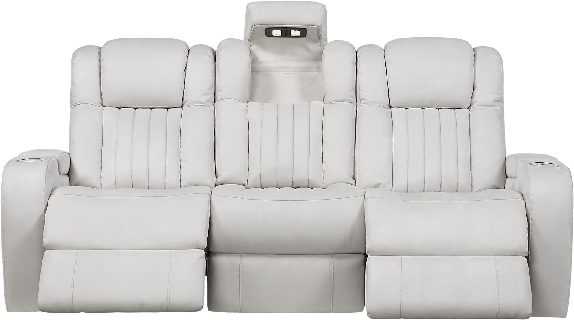 Servillo White Leather Dual Power Reclining Sofa - Image 1