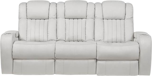 Servillo White Leather Dual Power Reclining Sofa - Thumbnail - Image 1