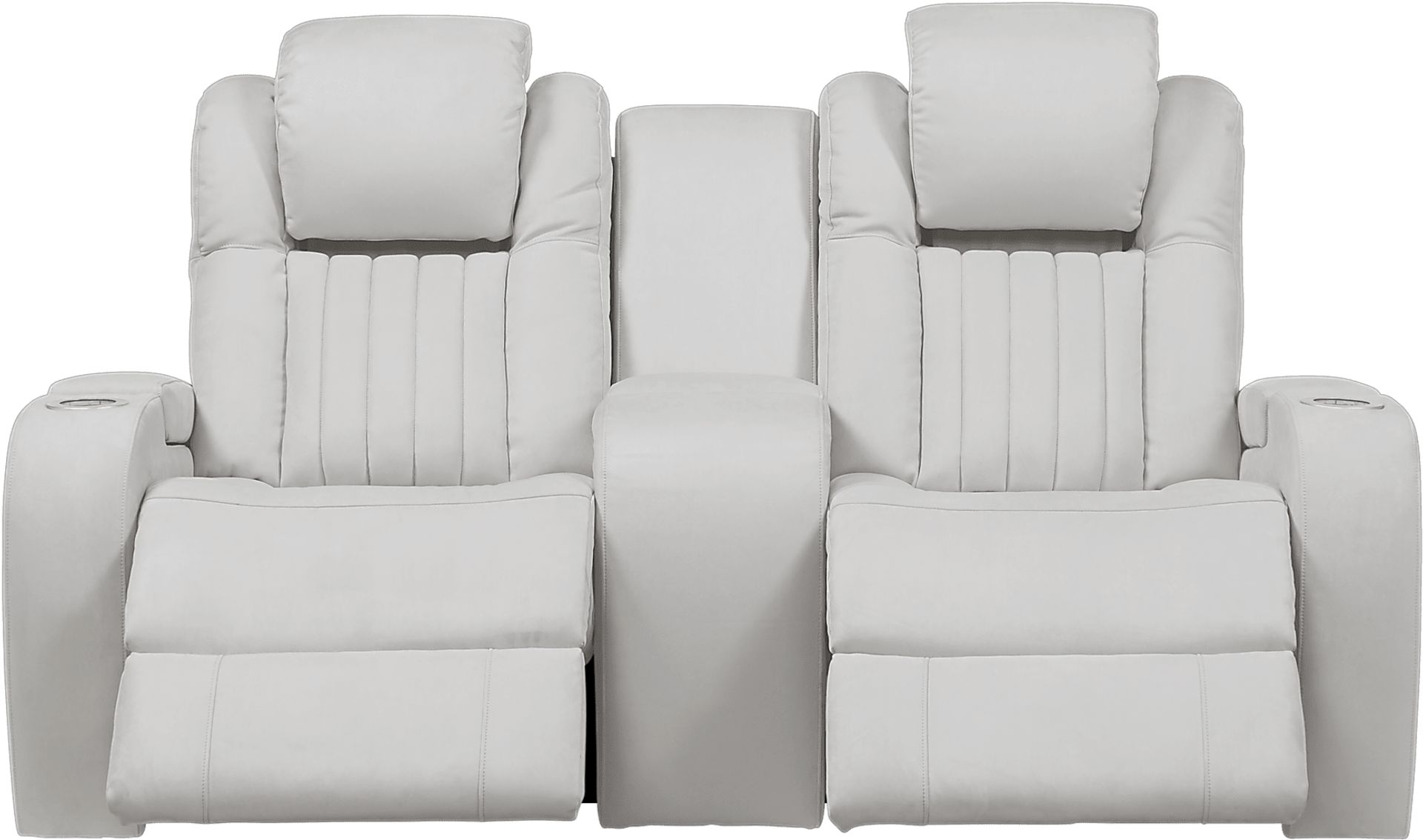 Servillo White Leather Power Reclining Console Loveseat - Image 2