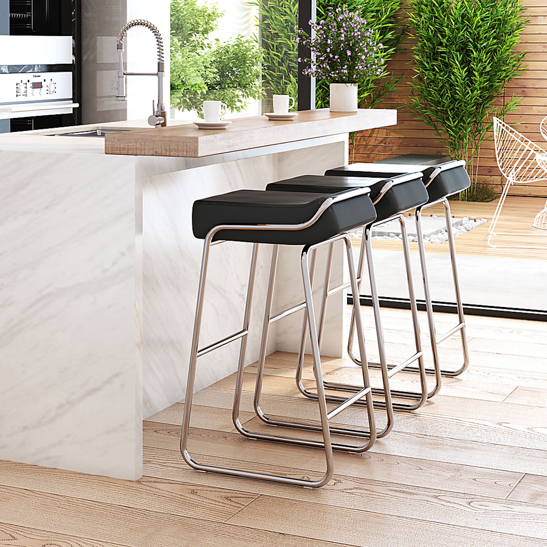 Setera Black Bar Stool, Set of 2 - Image 2