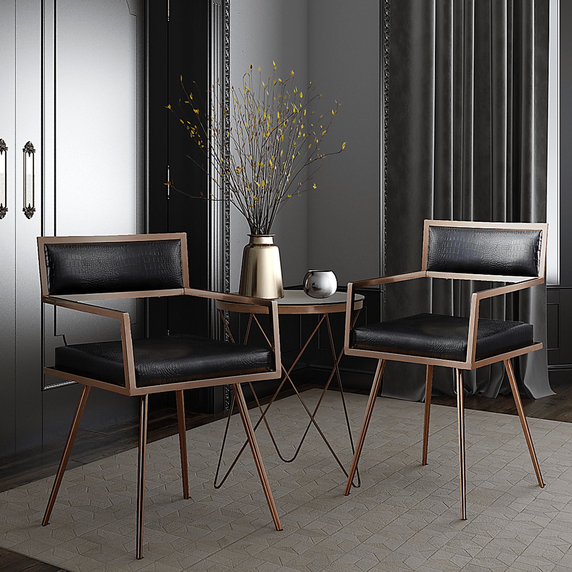 Seton Black Dining Chairs (Set of 2) - Image 2