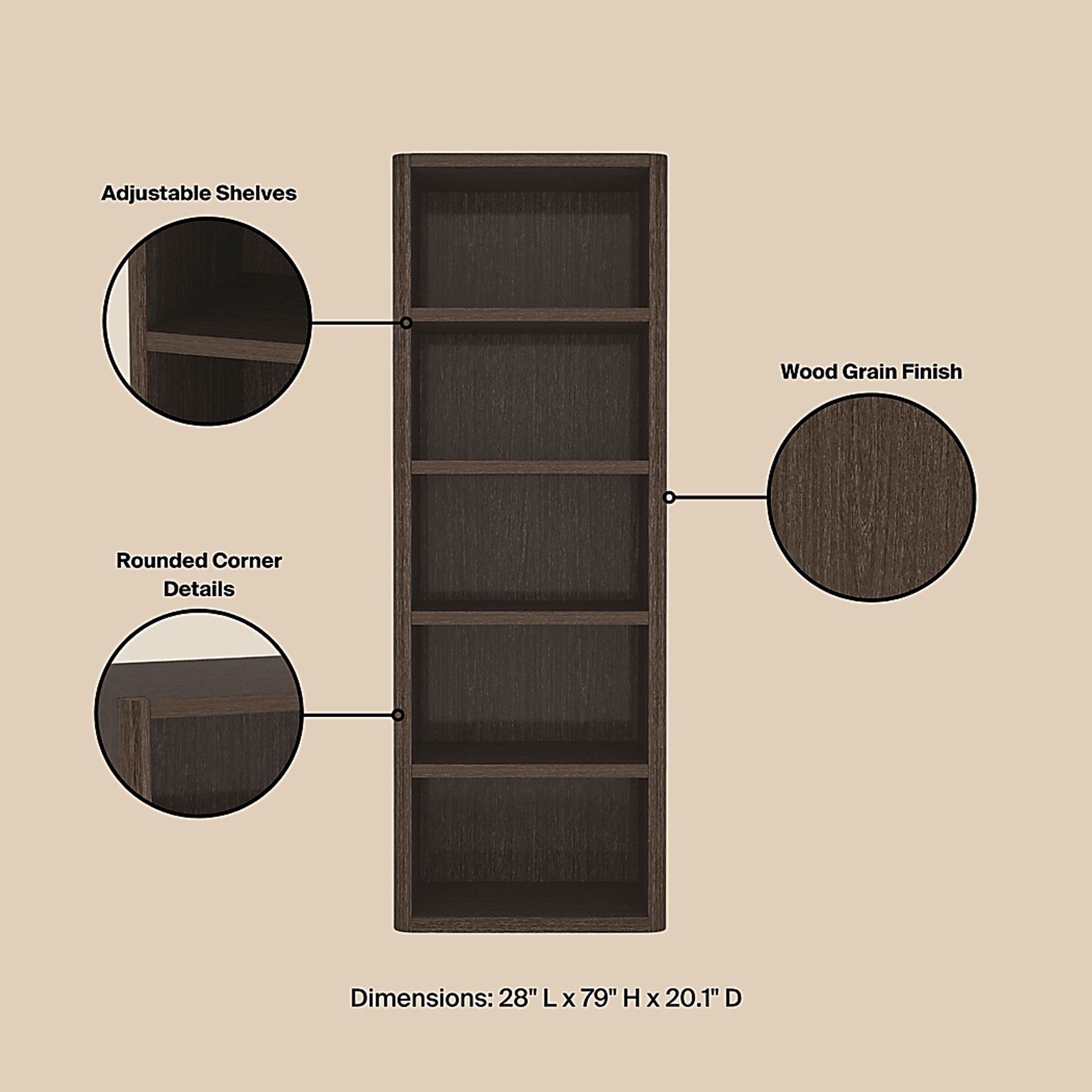 Shadebooks I Brown Bookcase - Image 8