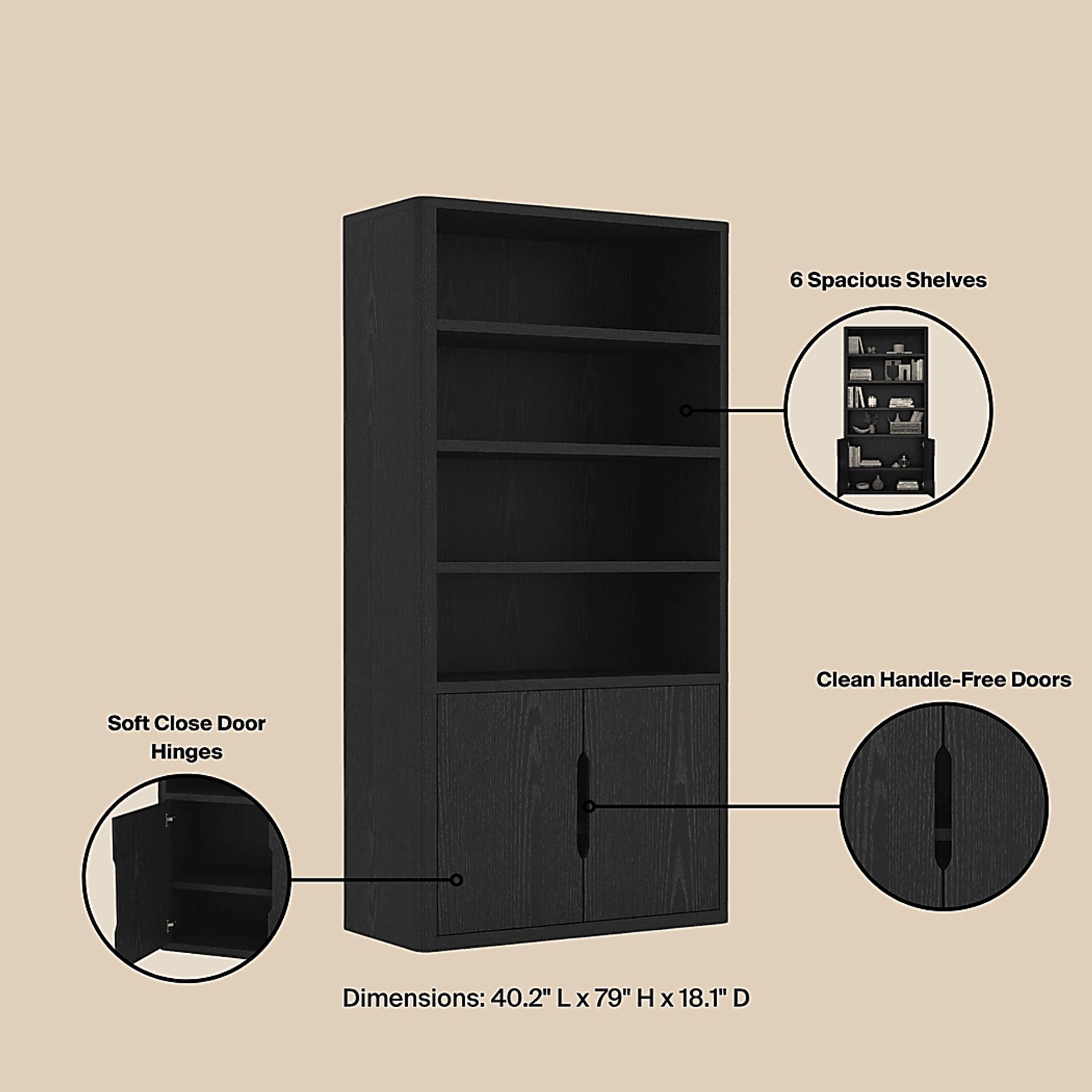 Shadebooks IV Black Bookcase - Image 9