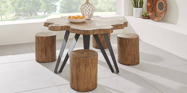 Shady Oak Pecan Round 5 Pc Dining Set - Thumbnail - Image 1