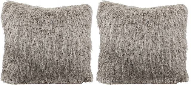 Shag Modish Beige Accent Pillow (Set of 2) - Thumbnail - Image 1