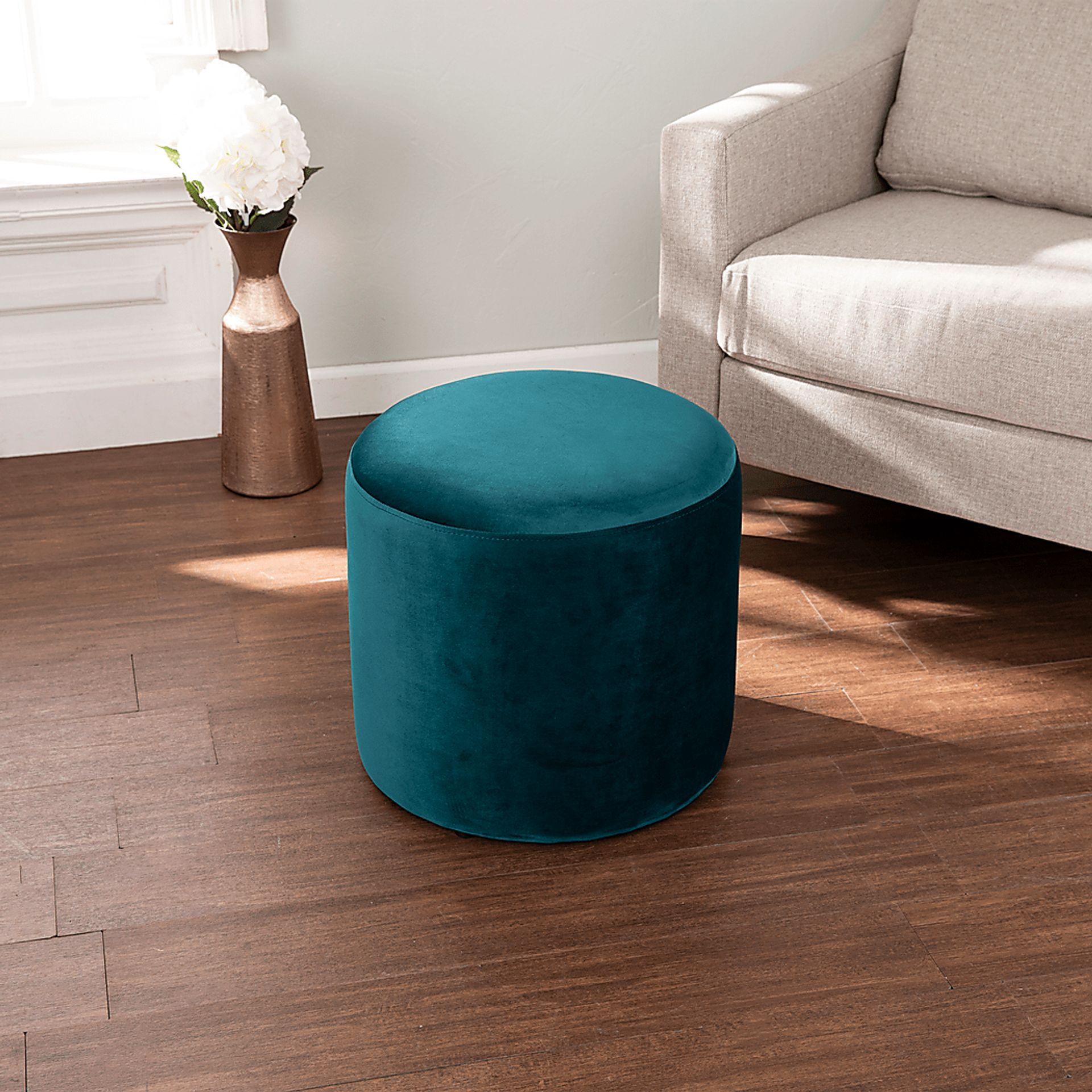 Shagbark Teal Ottoman - Image 3