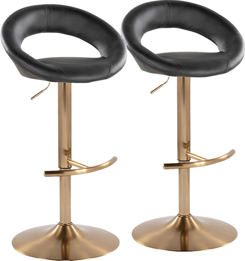 Shallowe I Black Adjustable Swivel Barstool, Set of 2