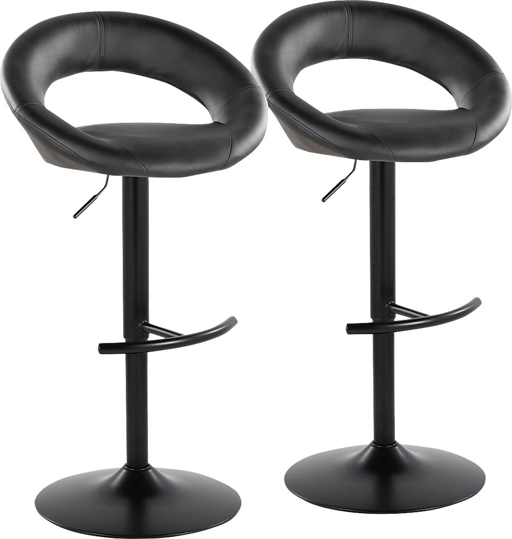 Shallowe II Black Adjustable Swivel Barstool, Set of 2