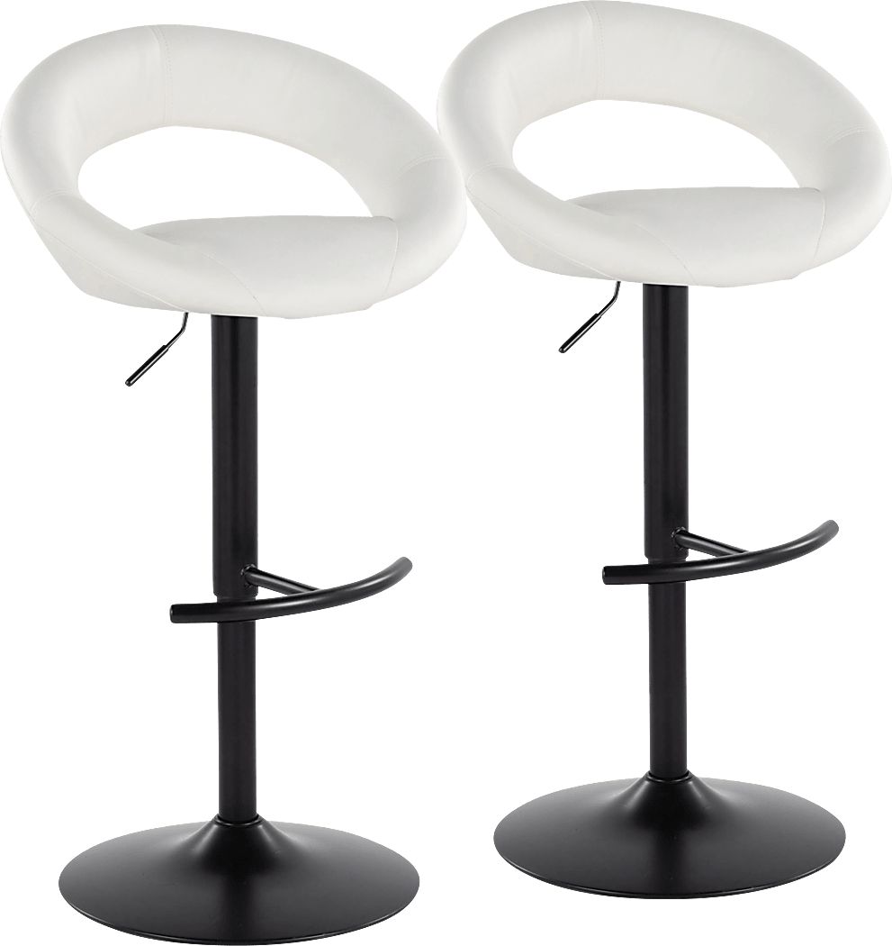 Shallowe II White Adjustable Swivel Barstool, Set of 2