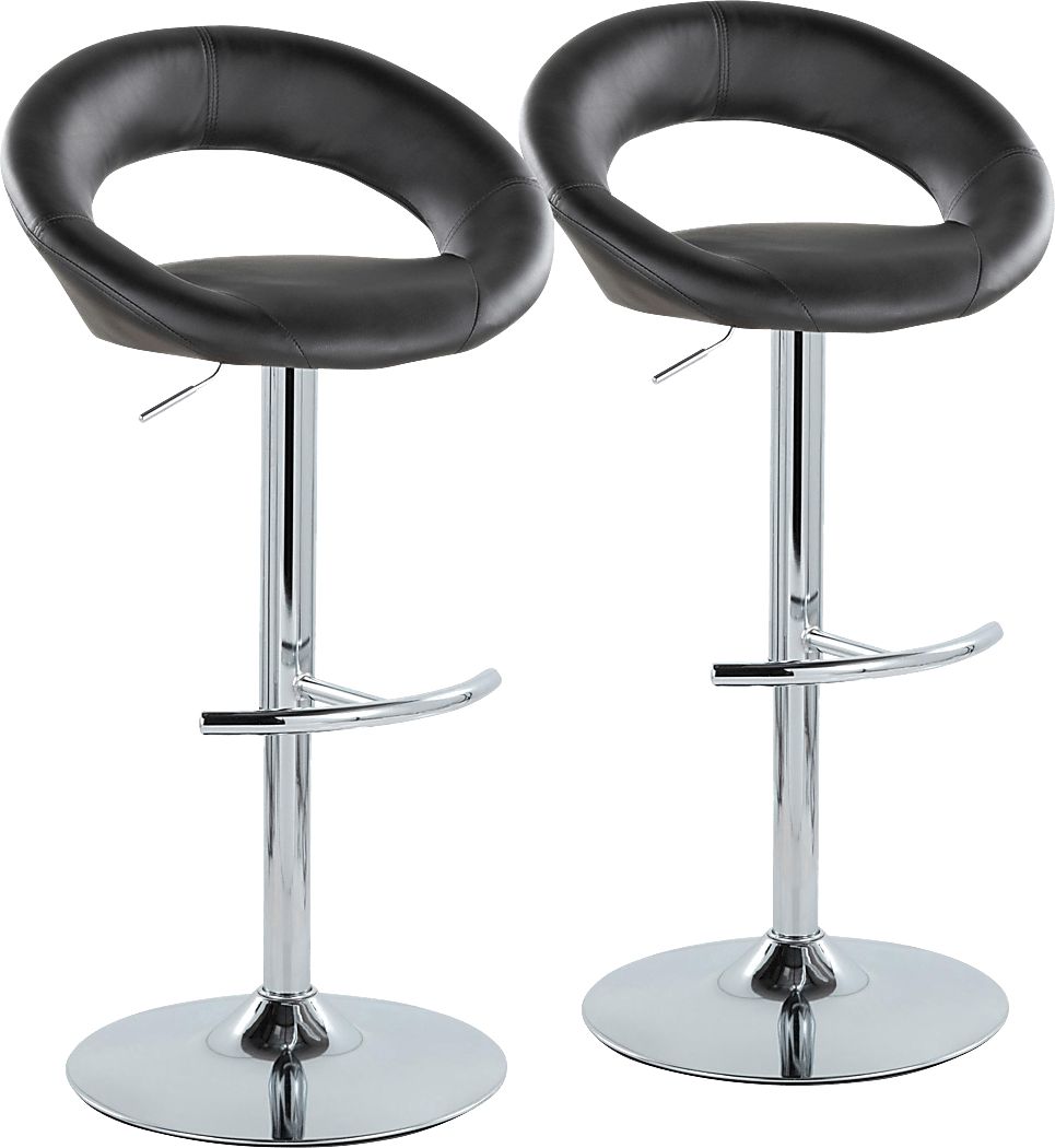 Shallowe III Black Adjustable Swivel Barstool, Set of 2