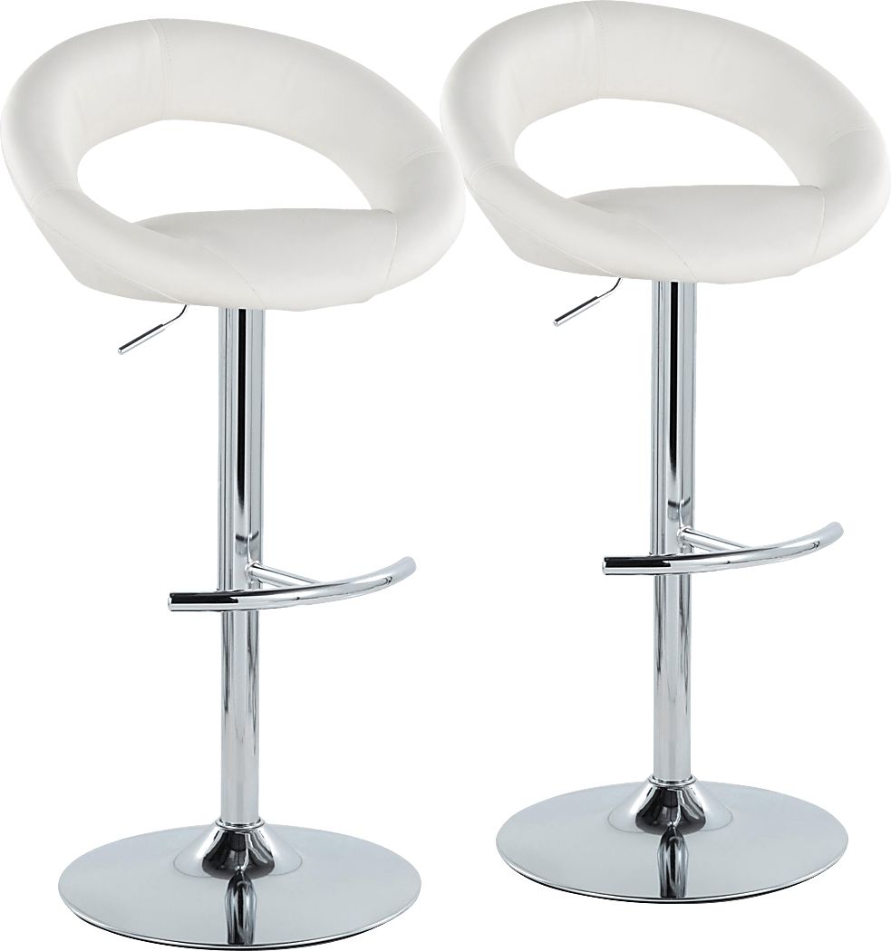 Shallowe III White Adjustable Swivel Barstool, Set of 2