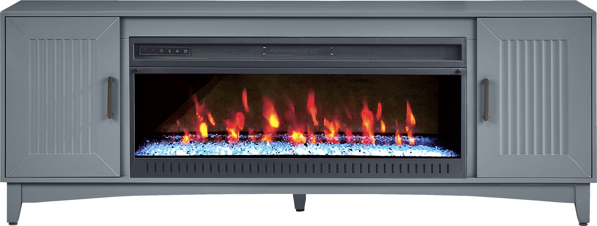 Shanewood II Blue 74 in. Console with Electric Fireplace - Image 1