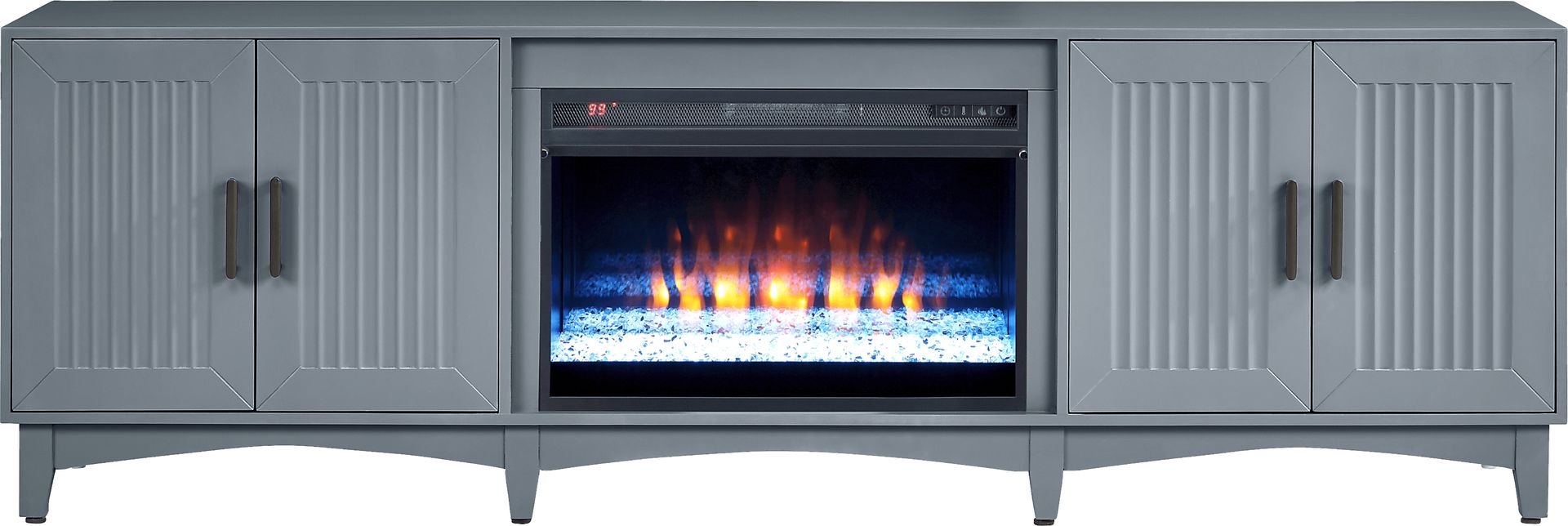Shanewood II Blue 84 in. Console with Electric Fireplace - Image 1