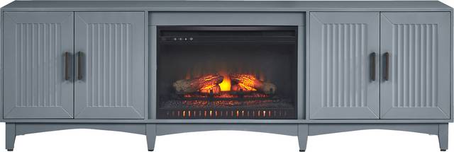 Shanewood II Blue 84 in. Console with Electric Log Fireplace - Thumbnail - Image 1