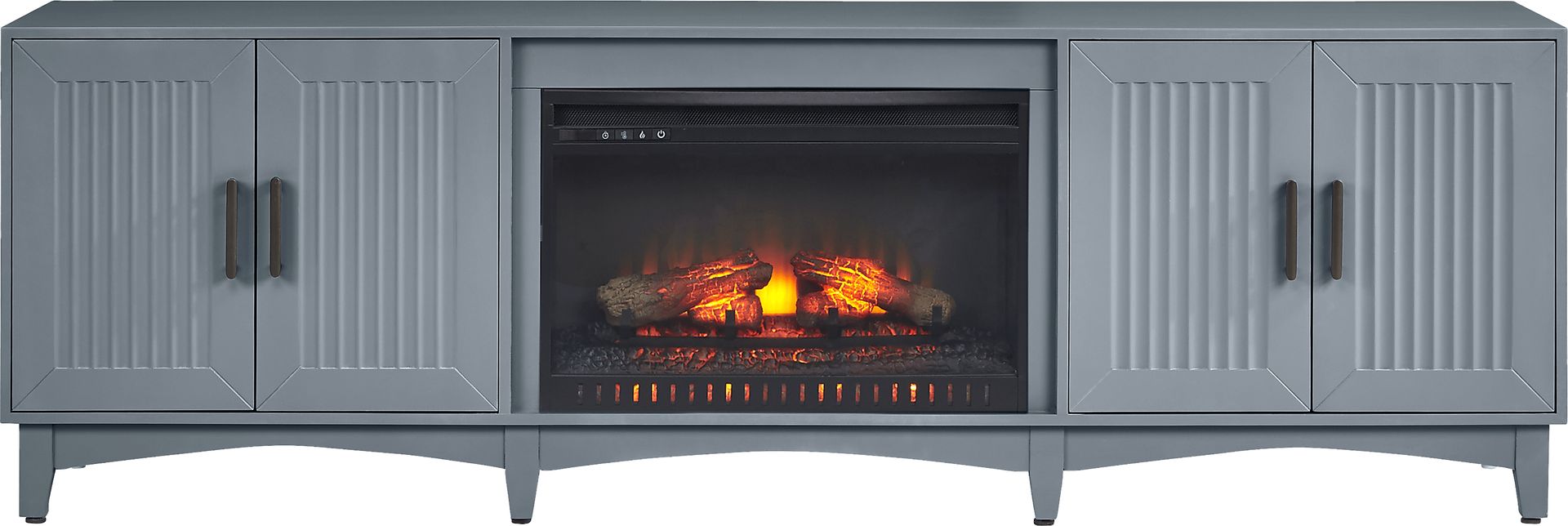Shanewood II Blue 84 in. Console with Electric Log Fireplace - Image 1