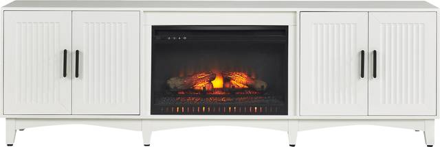 Shanewood II White 84 in. Console with Electric Log Fireplace - Thumbnail - Image 1